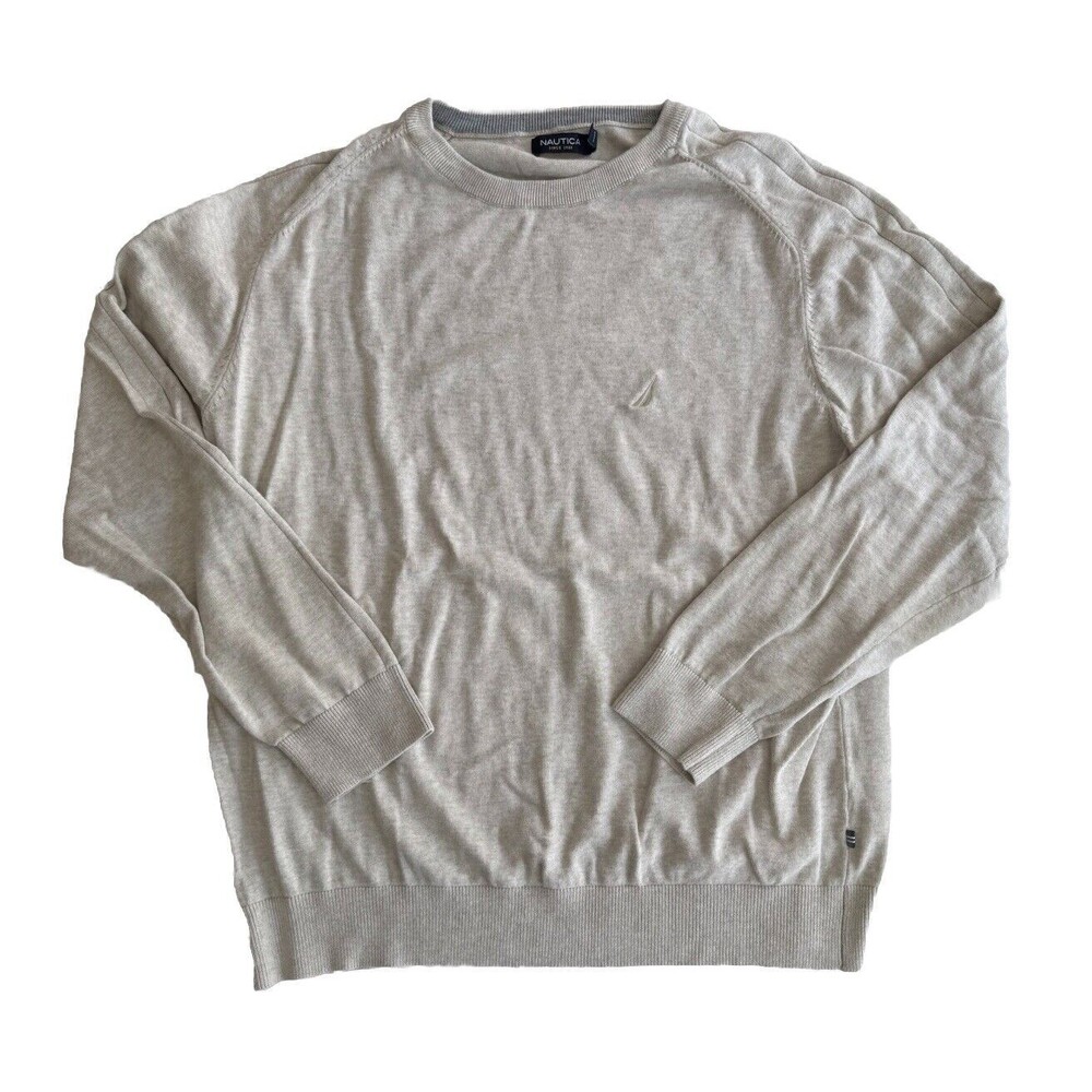 Nautica Mens Light Grey Crew Neck Knit Sweater XL